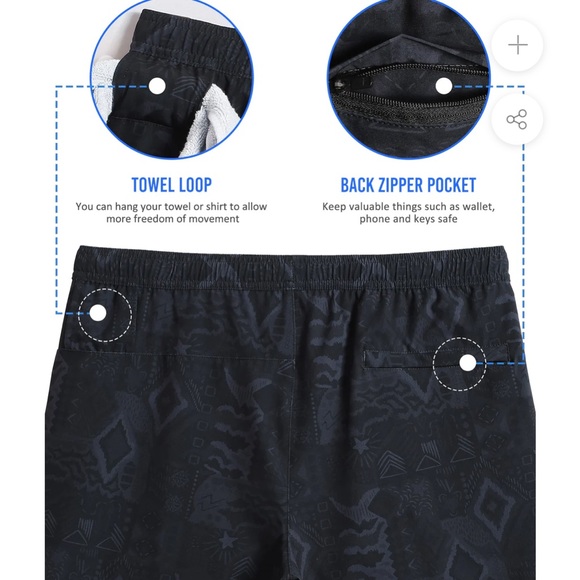 Maamgic 2in1 Lined Gym Shorts - Black Mayan print - Size XL - Picture 2 of 7